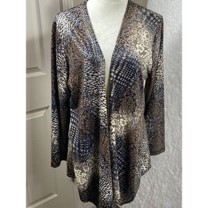 Women's All Hours Open Front Sequin Jacket Black & Tan Print Lightweight X-Large